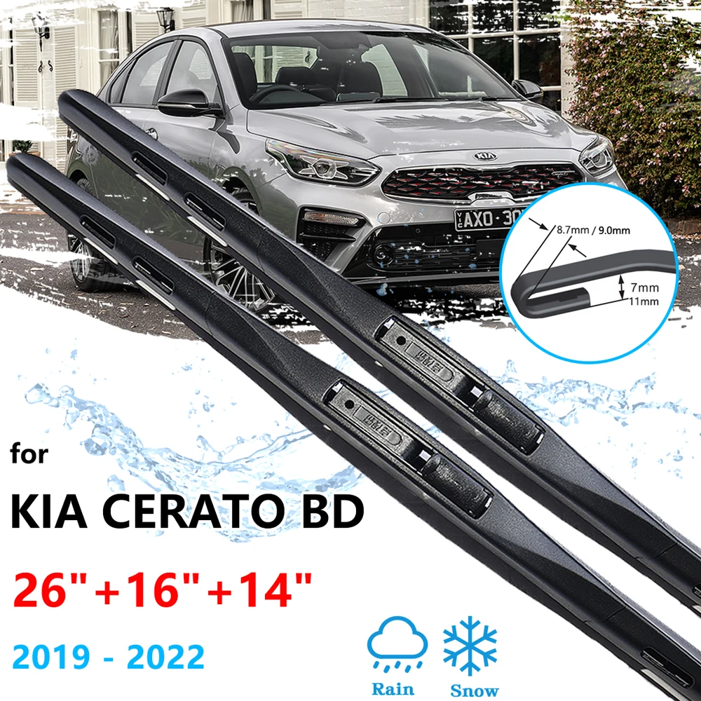 For Kia Cerato K3 BD MK3 2019 2020 2021 2022 Sedan Hatchback Car Front Rear Set Kit Window Wiper Blades Brushes Auto Accessories