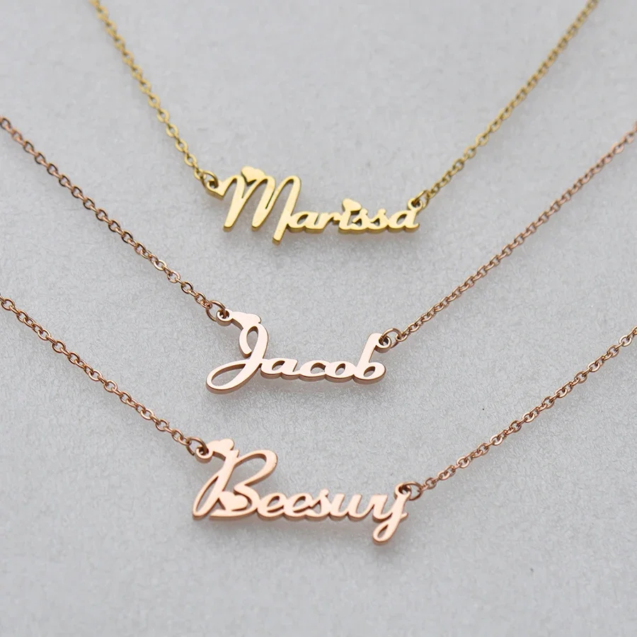 Alexis Gold-Plated Stainless Steel Name Necklace Personalized Nameplate Pendant for Women And Girls - Birthday Wedding Christmas