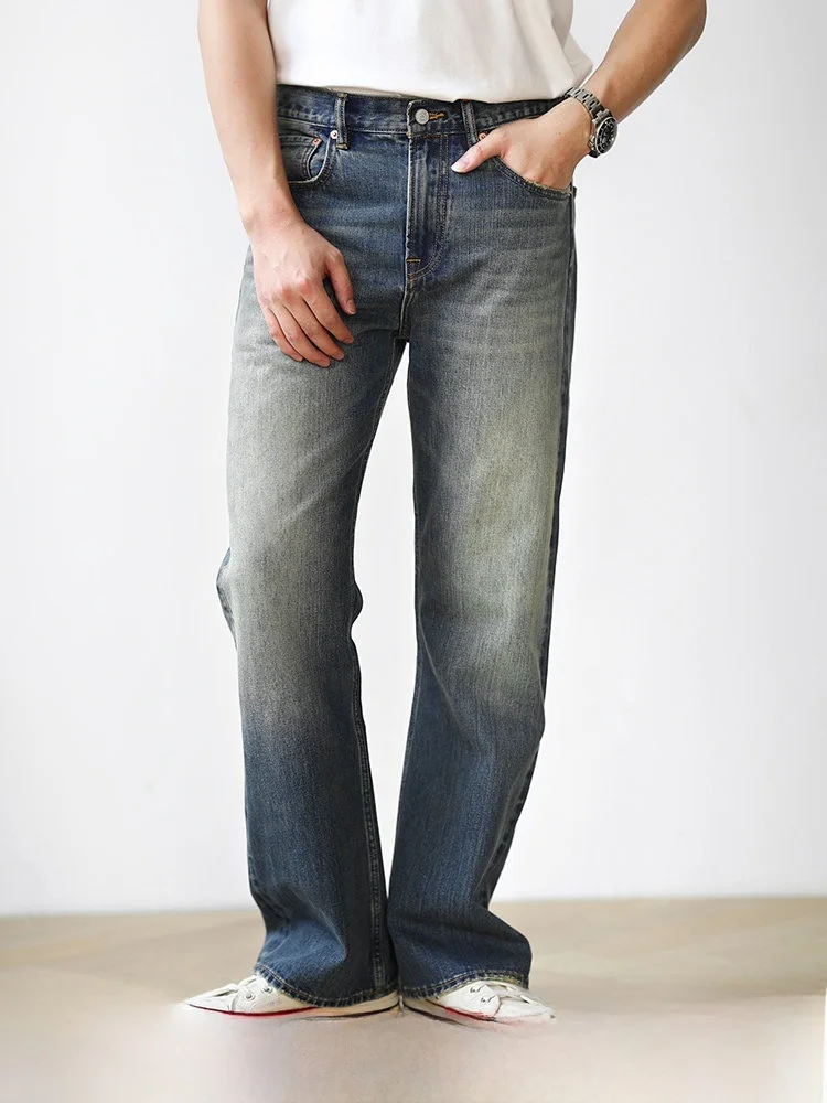 

Waed High Street Red Ear Denim Flared Pants MBBCAR Narrow American Retro Hong Kong Sle Micro Flare Jeans Youth Casual Lon...