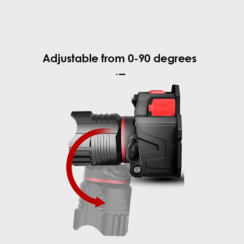 FISHING LED Head Flashlight USB Rechargeable Rotatable Zoom