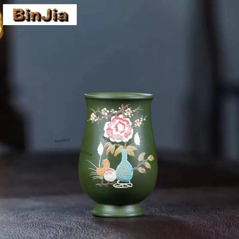 170ml Yixing Zisha Clay Drawing Teacup Ancient Tea Bowl Cup For Tea Tea-tasting Smelling Cup Jianzhan Master Cups Tea Services
