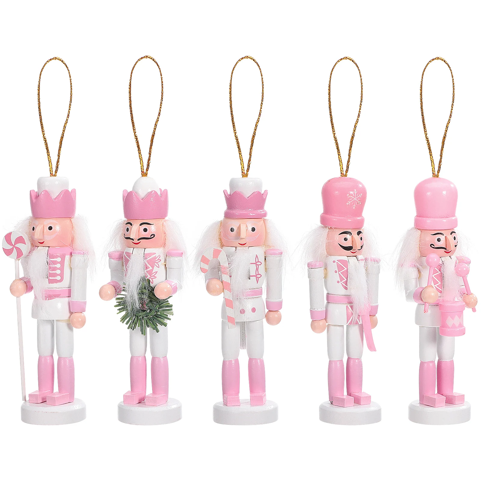 

5pcs Wooden Nutcracker Ornament Hanging Decor For Christmas Tree Wall Door Window Xmas Holiday Festival Pendant Home Decoration