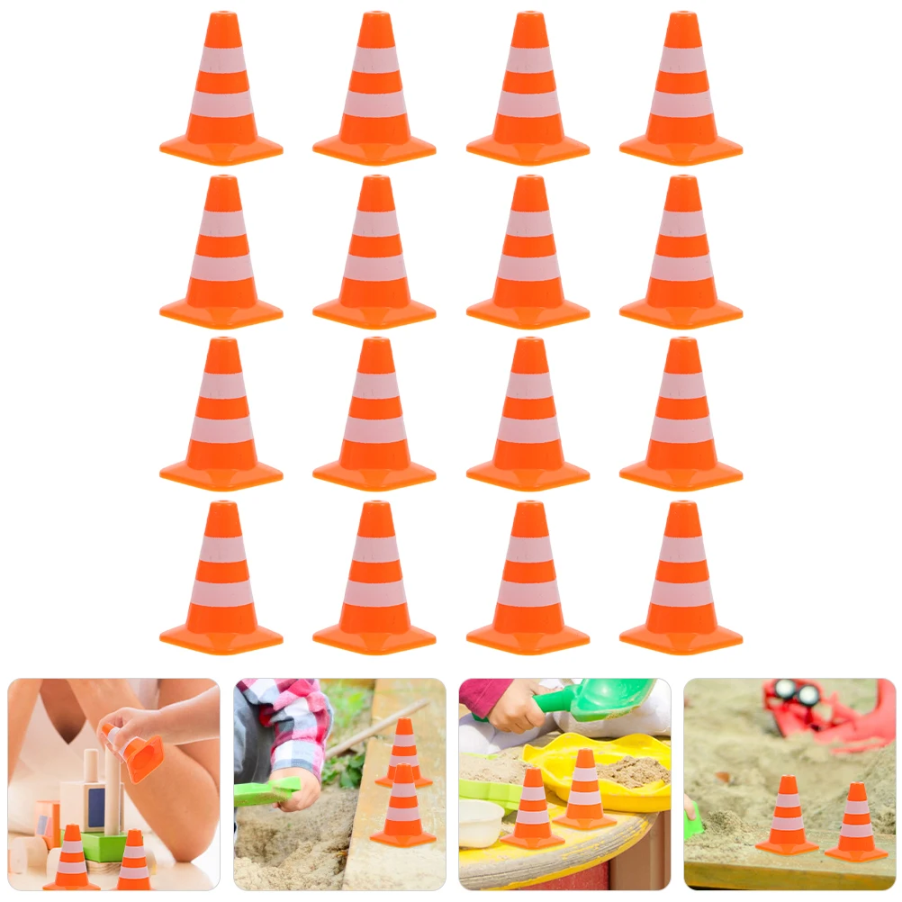 

16 Pcs Traffic Cone Accessories Cones Driving Miniature Toy Safety Warning Sign Decoration Roadblock