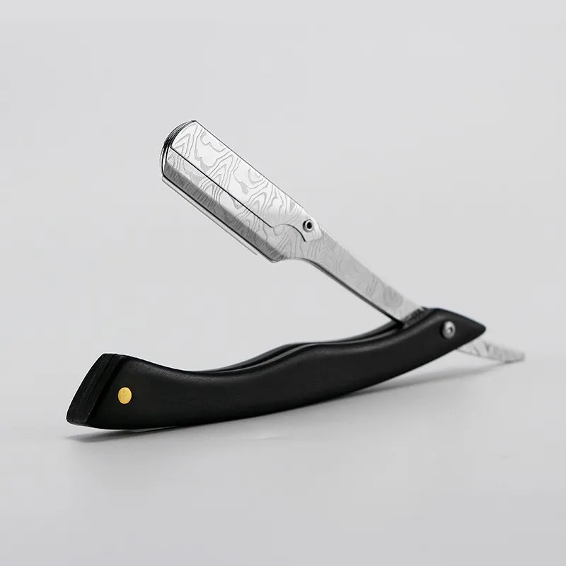 Men's Oil Head Folding Razor Damascus Ebony Stainless Steel Razor Holder Recommended By Hairdressers Shaver Eyebrow TrimmingTool