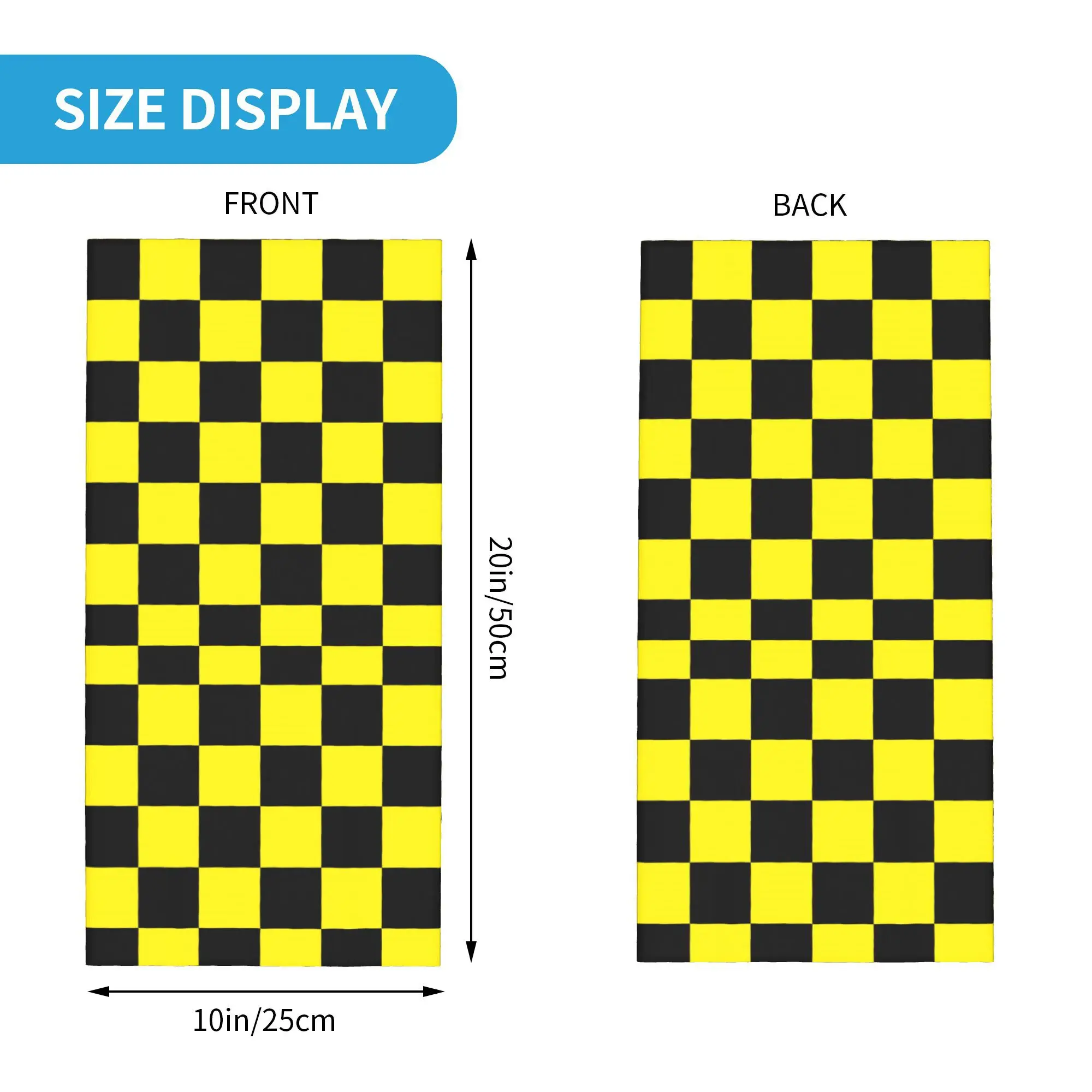 Custom Black Yellow Checkered Bandana Winter Neck Warmer Women Windproof Wrap Face Scarf Hiking Tartan  Plaid Gaiter Headband