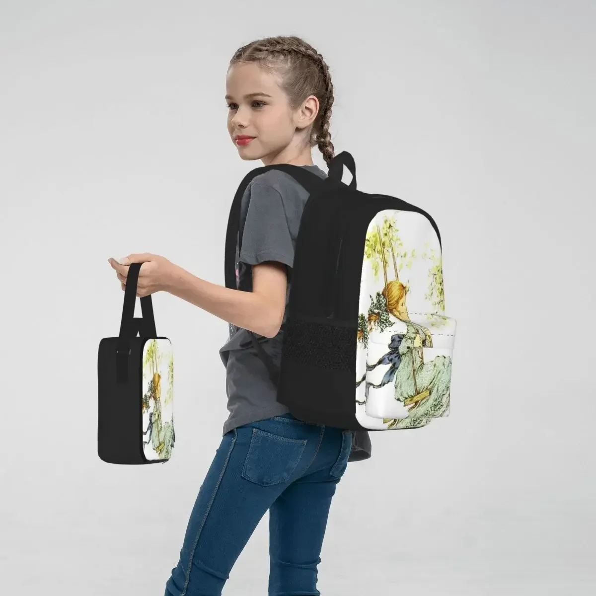 سارة كاي سوينغ فتاة حقائب الظهر بنين بنات الكتب الطلاب الحقائب المدرسية الكرتون الاطفال حقيبة الغداء حقيبة القلم ثلاث قطع مجموعة