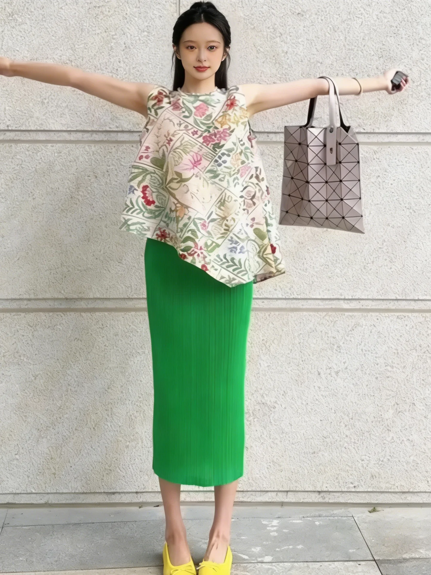 

Green Floral Print Sleeveless Top And Skirt Set Women's Fashion Summer Outfit Three-za Art Creation Brand Regular Length Poly...