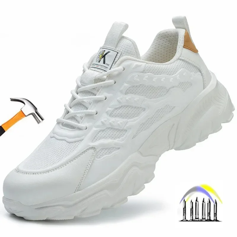 Steel Toe Safety Shoes Anti Puncture Lightweight Comfortable Work Sneakers Protective Footwear for Men Women Breathable