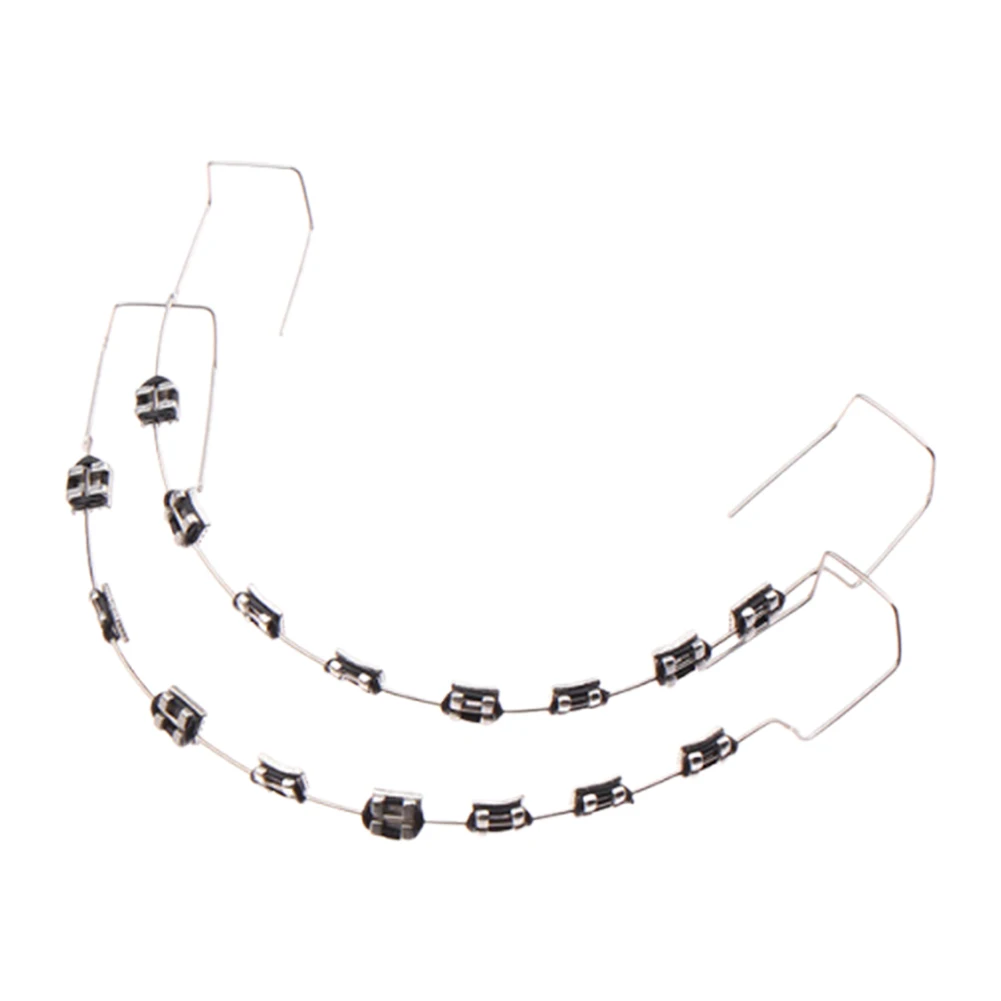 

1 Pair Dental Fake Braces Metal Wires Bracket Temporary Tooth Decoration Dental Fashion Decoration for Daily Tooth Protect
