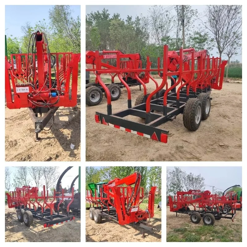 Hot Sale Timber Log Trailer With Grapple and Crane ATV Skidder Remote Winch Forest Tractor Mounted Hydraulic Loader