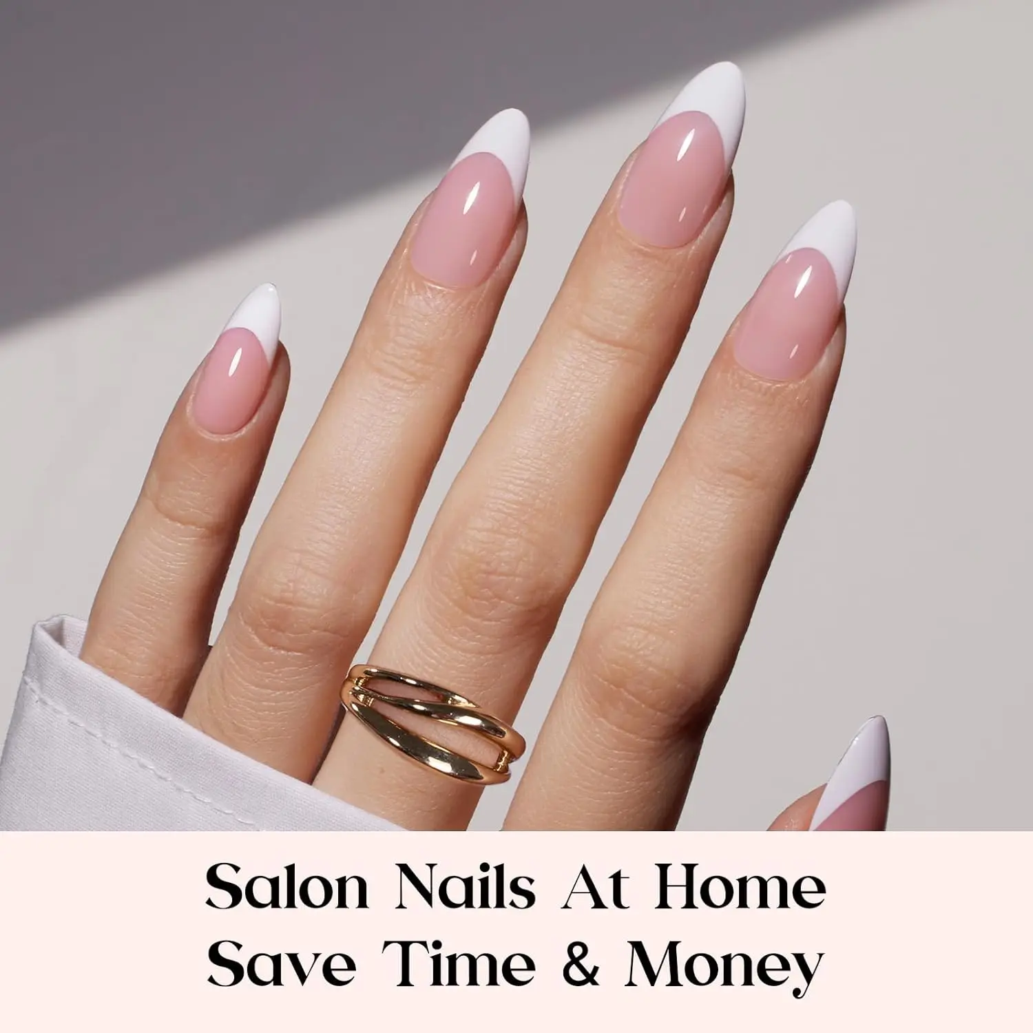 Kit per unghie con stampa di mandorle medie rosa francese pesca - 210 pezzi tutto in uno con colla, rimozione, top coat e lampada per manicure autunnale