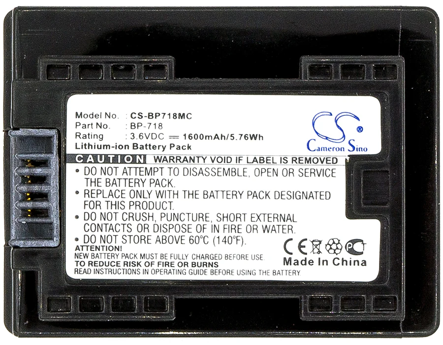 Camera 1600mAh Battery For Canon BP-718 VIXIA HF M52  VIXIA HF M50  VIXIA HF M500  VIXIA HF M506  VIXIA HF R32