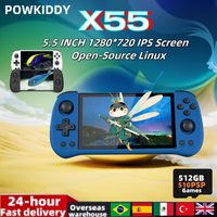 POWKIDDY X55 Retro Handheld Game Console Video Game Player 5.5 INCH 1280*720 IPS Screen Linux Open-Source RK3566 Gifts 512G PSP