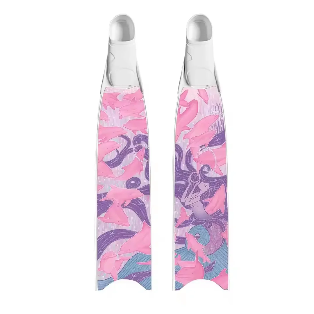 OEMFree diving flippers glass fiber long pair of frog shoes men and women professional coating long flippers logo