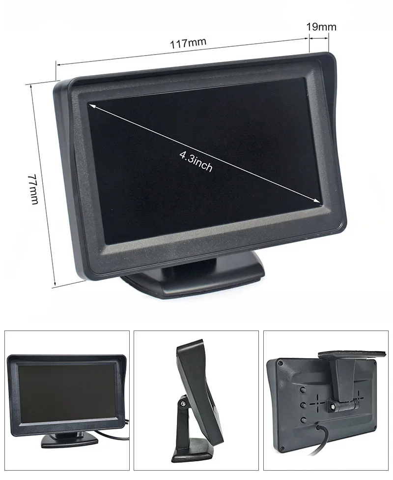 SMALUCK 4.3 inch TFT LCD Car Monitor Rear View Kit Reversing IR HD Backup Car Camera Parking Assistance System
