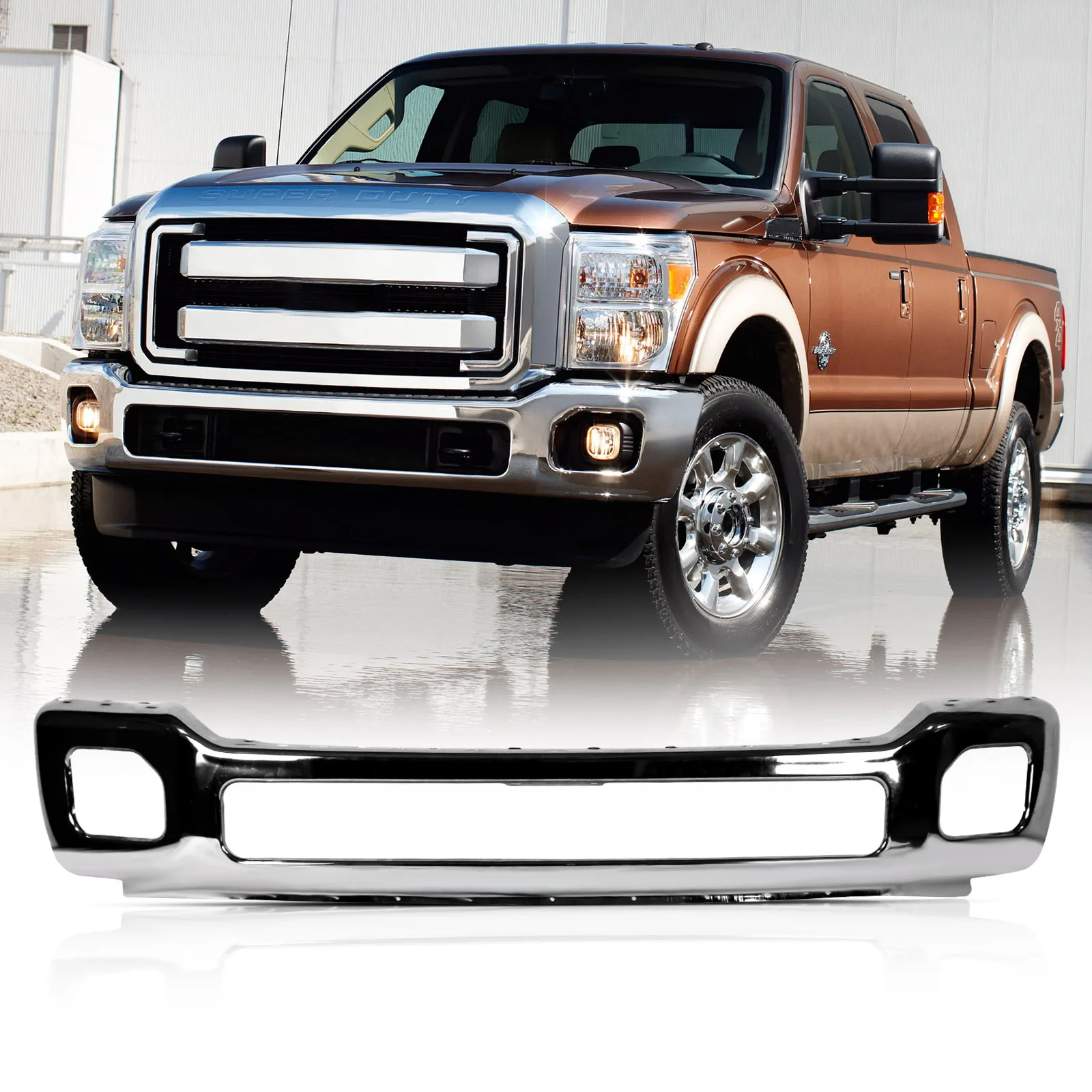 Chrome Steel Front Bumper for 2011-2016 F-250 F-350 Super Duty Truck 11-16