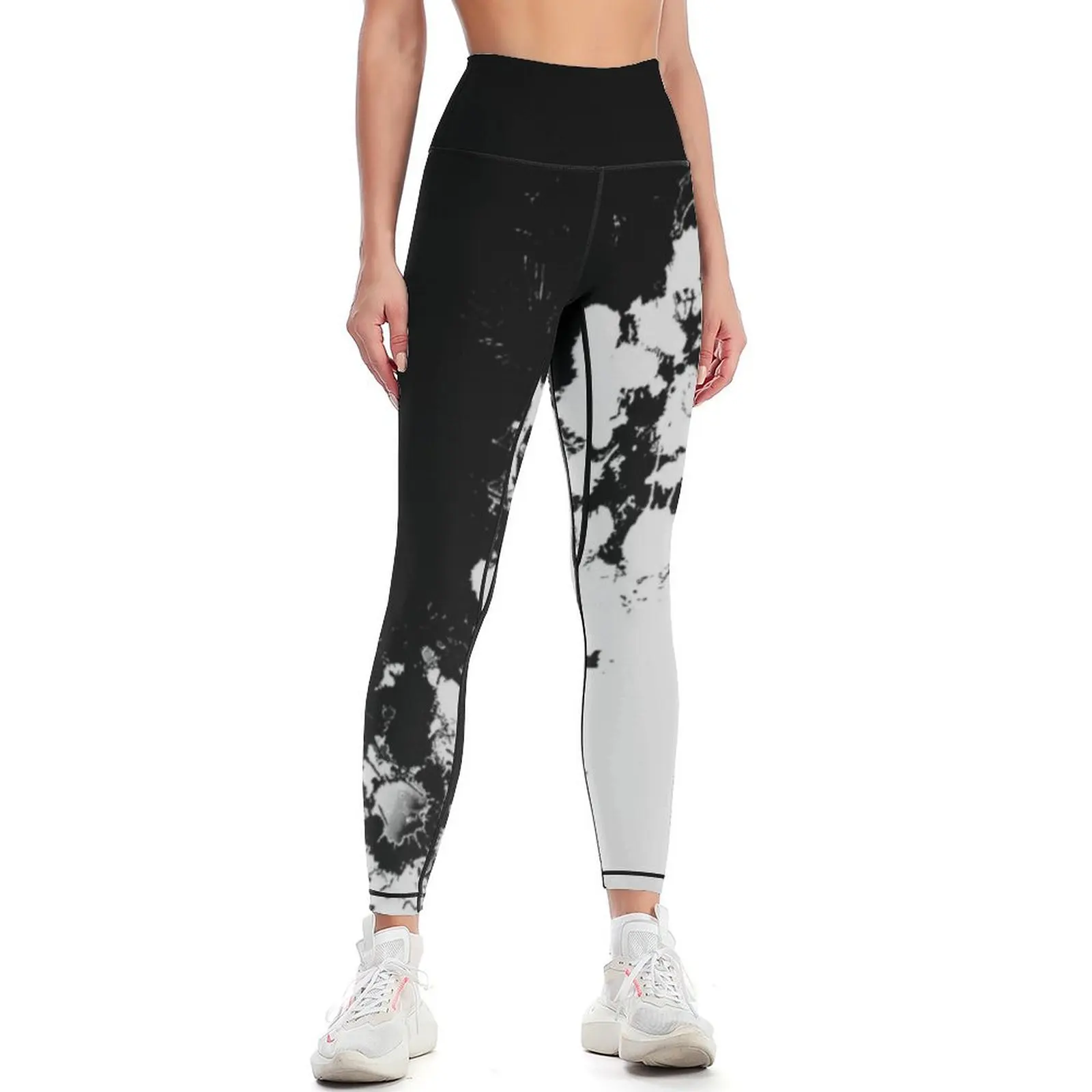 Black and grey mixed marble pattern Leggings sport set sports woman gym jogging pants Womens Leggings