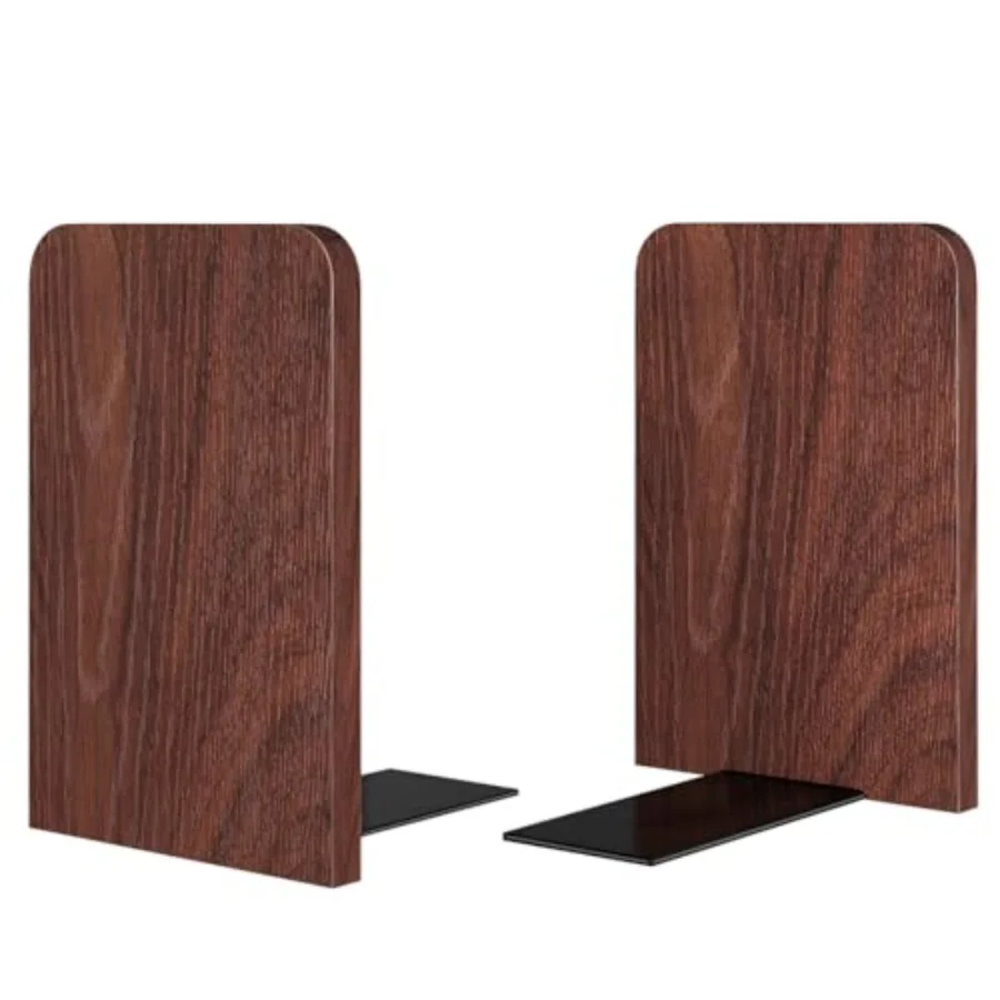 Book Ends Wooden Heavy Duty Non Slip Book for Shelf Books and Media Sturdy wooden bookends with anti-slip design, hold hardcove