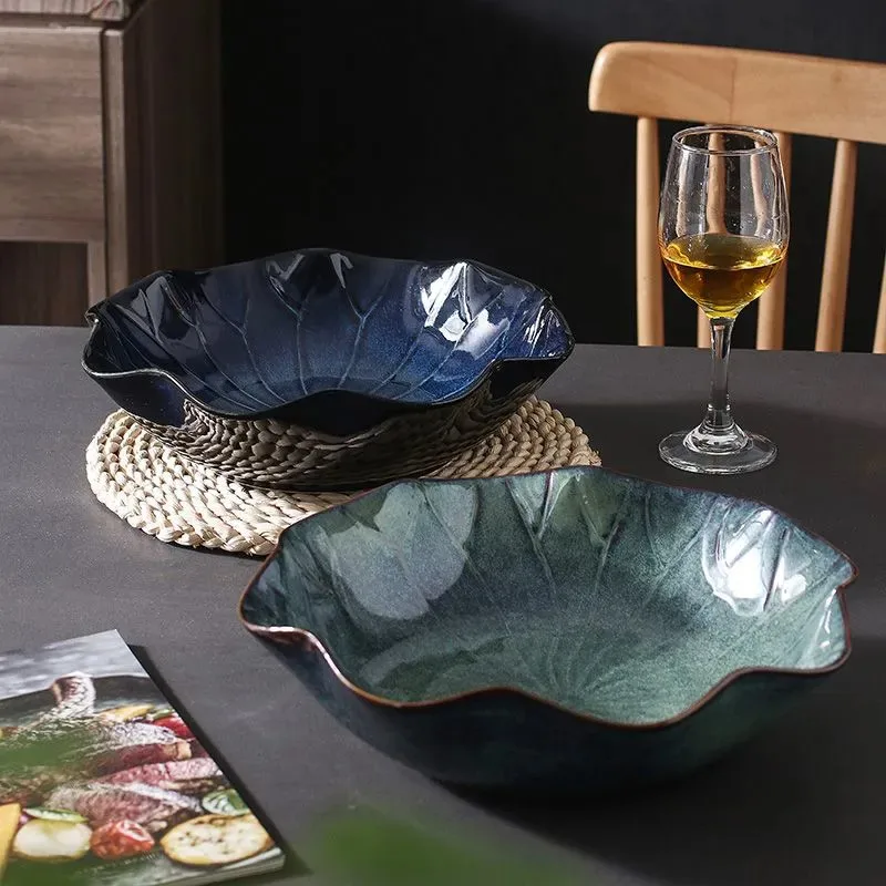 Japanese Style Underglaze Color Large Bowl Household Ceramic Soup Bowl Kiln Converted Bowl Tableware Creative Soup Bowl ZI151