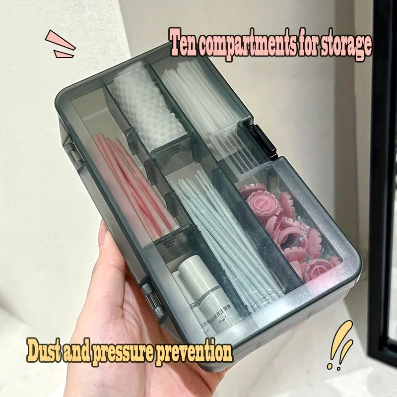 Professional 10-Slot Eyelash Organizer Box - Large Capacity Crush-proof & Dustproof Storage Case for False Lashes