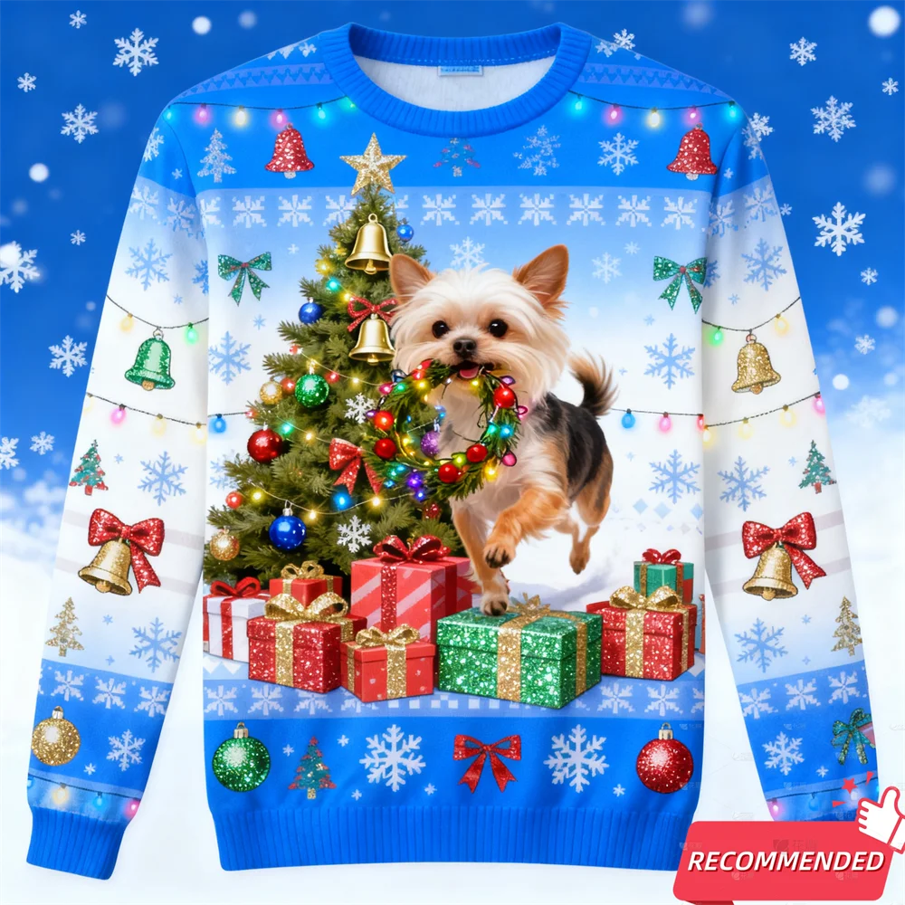 عيد الميلاد رجل سترة المرأة موضة مضحك البلوز ثلاثية الأبعاد كلاب أليفة طباعة للجنسين البلوز Harajuku سترة مضحكة غير رسمية Y2k القمم