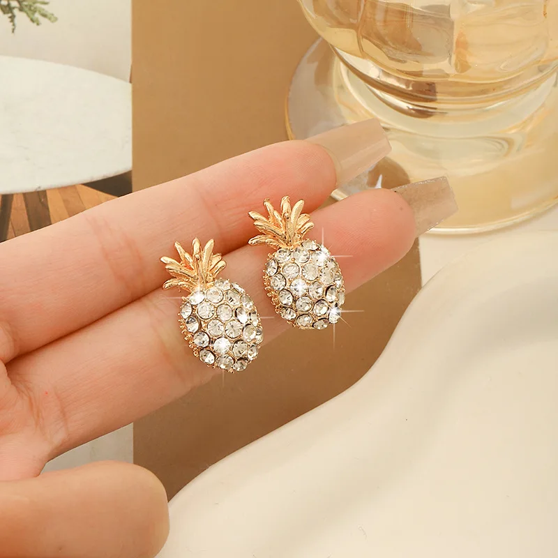 Korean Internet Celebrity's Fashion Simple Pineapple Shaped Pearl Earrings Cute Compact And Fresh S925 Silver Needle Earrings