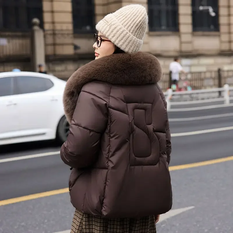 Giacca invernale in piumino di cotone da donna europea 2025 Giacca in cotone oversize da strada per pendolari