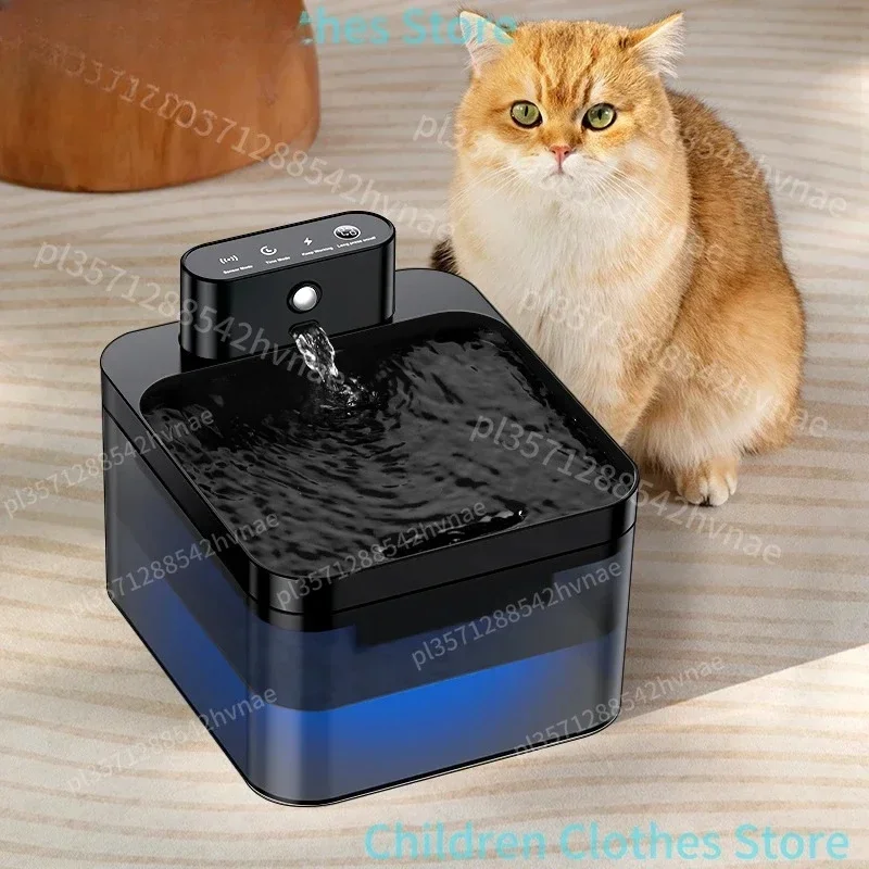 Fontaine d'eau automatique sans fil pour chat, 2200mAh, distributeur d'eau pour animaux de compagnie, capteur infrarouge pour chien et chat, fontaine intelligente pour animaux de compagnie