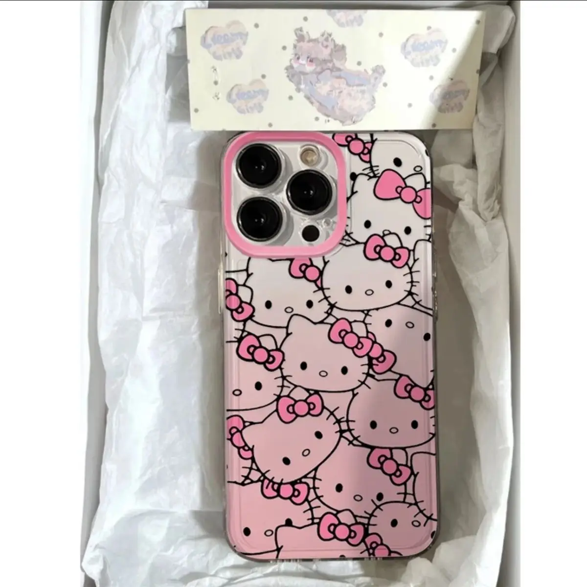 Sanrio Hello Kitty Gradient Pink Cute Phone Case For iPhone 16 15 14 13 12 11 ProMax 7 8 Plus XR XS MAX Y2K Anti Fall Back Cover