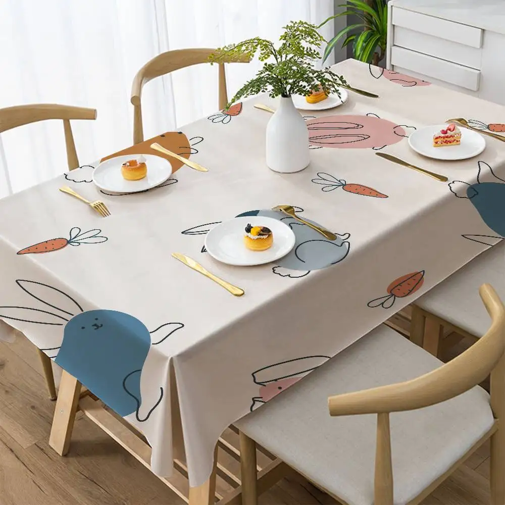 مفرش طاولة مستطيل صغير مطبوع عليه حيوانات كرتونية - مقاوم للغبار للمدخل والخزائن الجانبية والطاولات الصغيرة