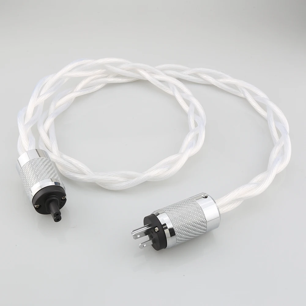 5N OCC US & EU AC Audiophiles Audio-Verstärker DAC Filter HIFI Silber Stromkabel aus Kohlefaser mit Figure 8 IEC C7 Buchsenstecker – Detail 4