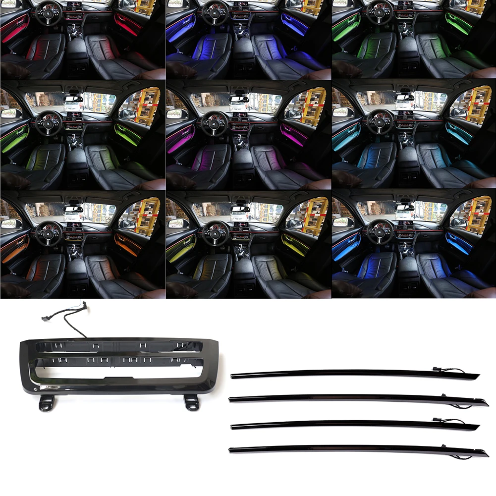 

9Colors Car Door Dash Panel Light Trim LED Ambient For BMW 3 Series F30 F31 2012 2013 2014 2015 2016 2017 2018 2019 Black Strips