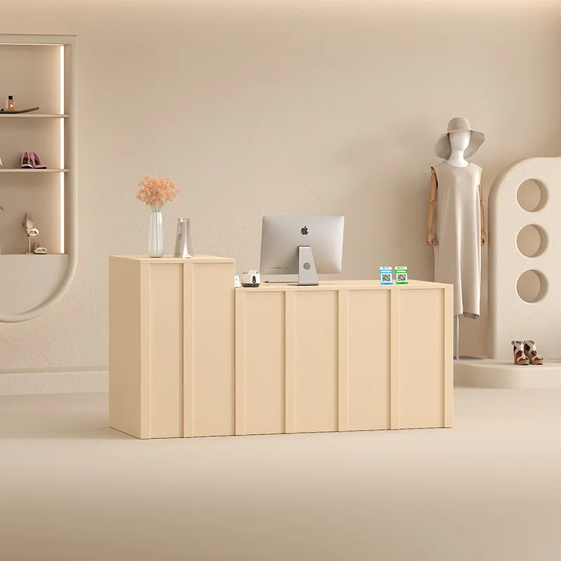 

Customized Beauty Reception Counter Simple Trendy Glamour Storage Reception Desk Unique Design Theke Empfang Office Furniture