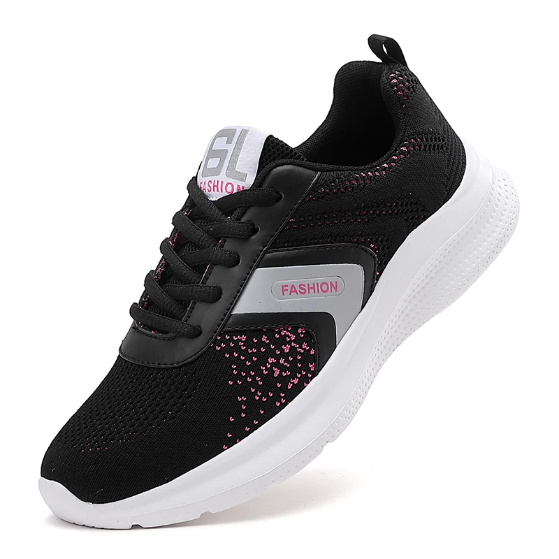 Women Lightweight Fitness Casual Sneakers Mother Soft Airy Jogging Shoes Four Seasons Flying Weaving Breathable Running Shoes