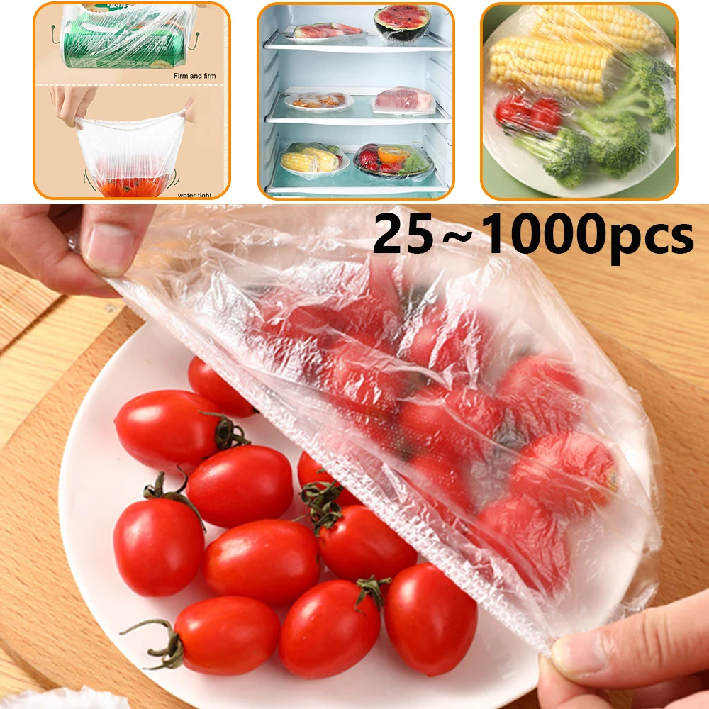 

25-1000pcs Kitchen Disposable Bowl Cover Cling Film Cover Cling Elastic Mouth Household Transparent Disposable Food Film-Cover