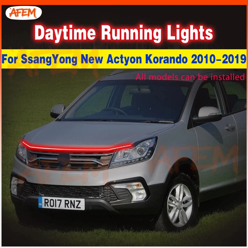 For SsangYong New Actyon Korando 2010-19 Led Car Hood Light Strip DRL Car Daytime Running Lights Decorative Lamp Auto Headlight