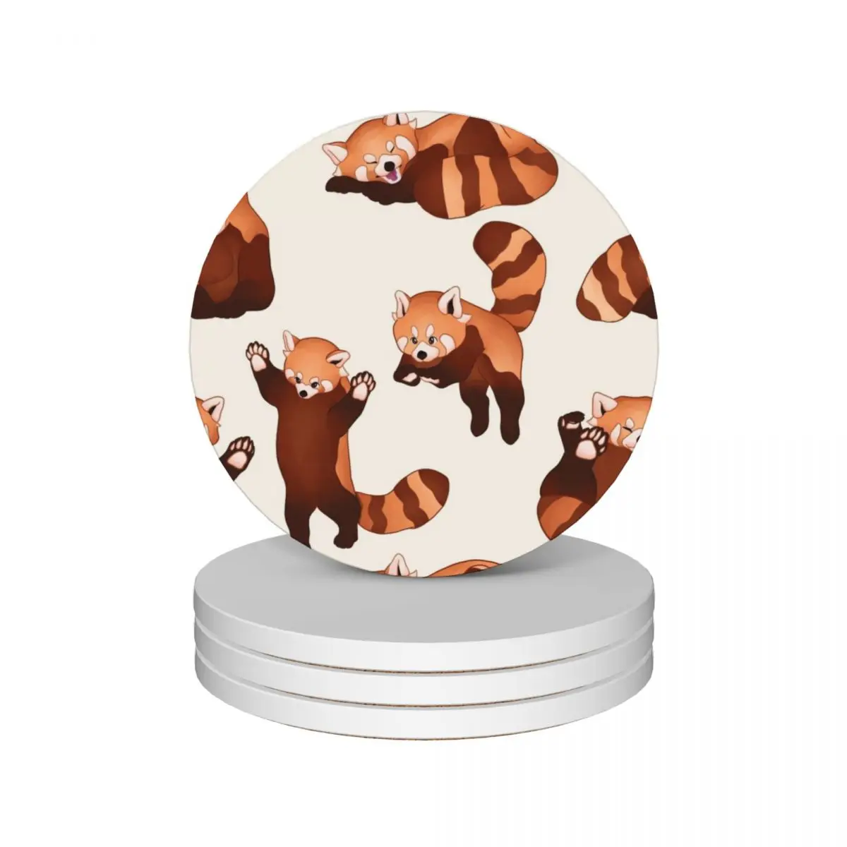 Red Panda Pattern Ceramic Coasters (Set of 4) for coffee cups tea cup holders Coasters