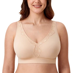 Women's Wireless Seamless Bra Plus Size Full Coverage Unlined Comfort Everyday Bras Sleep D DD E F G