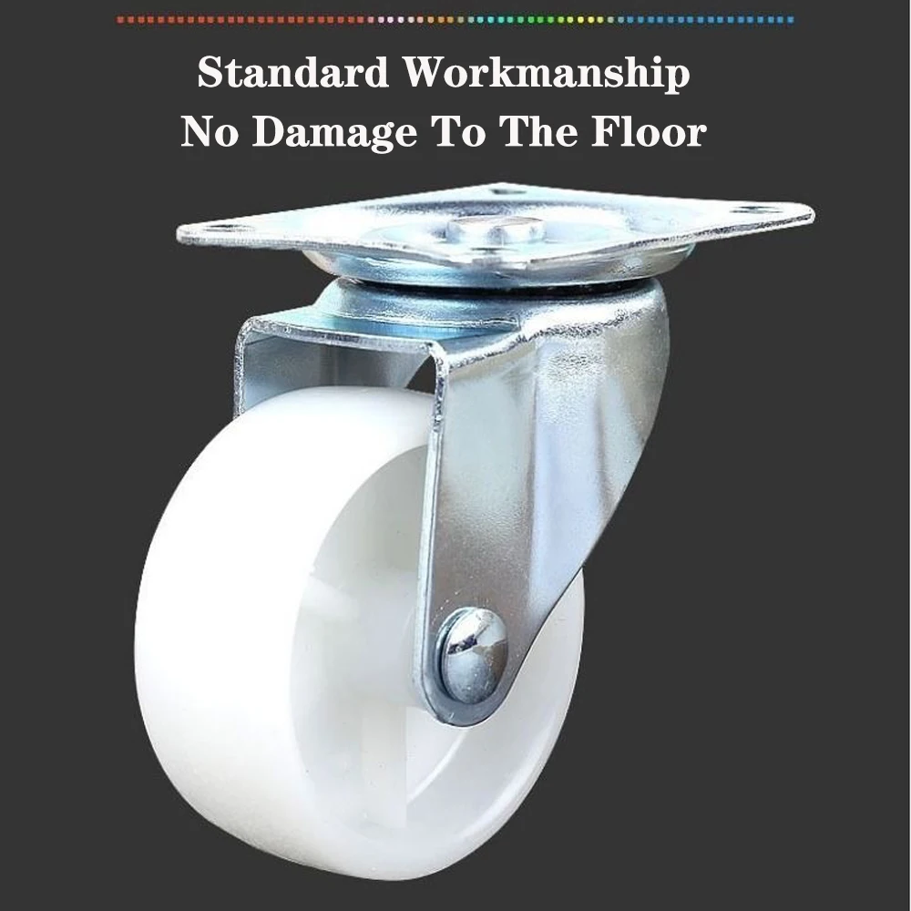 1.5' Household Casters, Universal, Fixed, Heavy Duty, Plate, Locking Metal Runner Without Brake Wheel White Industrial Caster