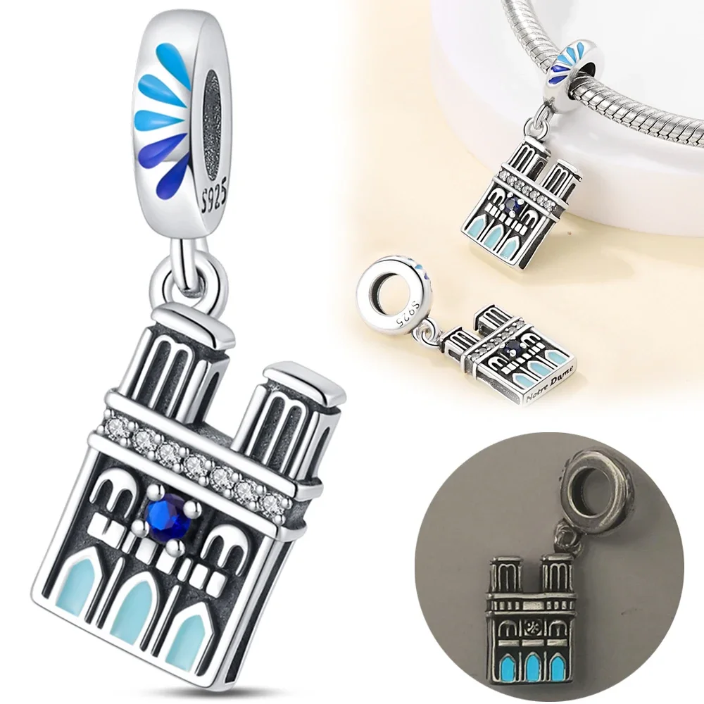 Chanrms 925 Sterling Silver  Architecture Series Lighthouse Church Colosseum Fit Women\'s Bracelet Making Jewelry Gift