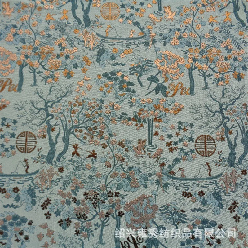 Chinese-style gold thread jacquard fabric flower tree dress cushion