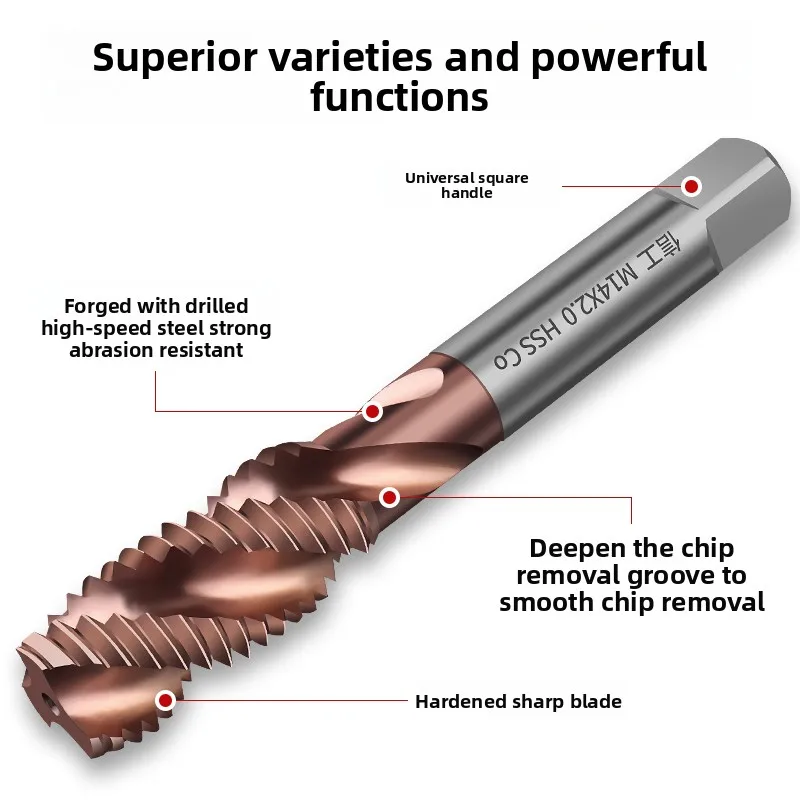 High Cobalt Special Hard Tap Machine Spiral Straight Groove Tip Tapping Drill Bit for Stainless Steel M4 M6 M8 M10