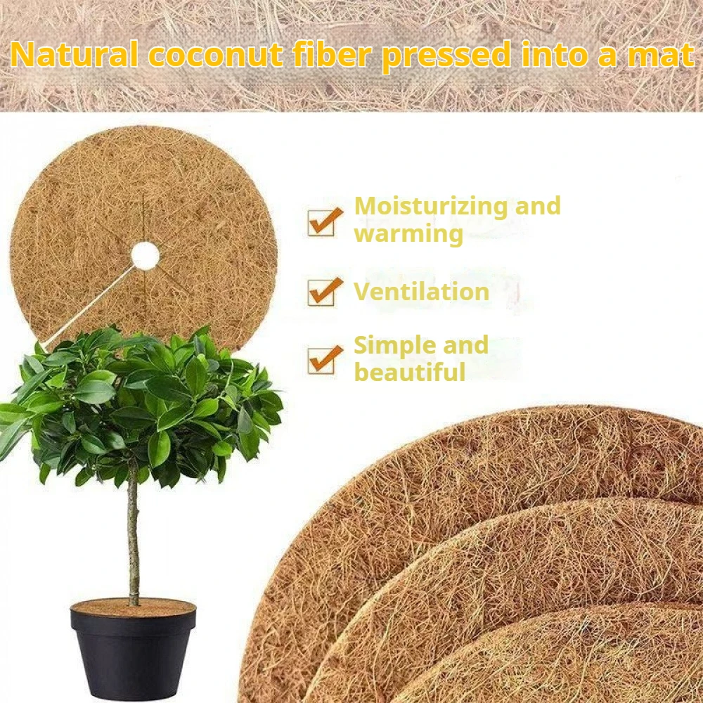 

5Pcs Natural Coconut Fiber Tree Mulch Mat Protector 25/30/35/40/45/50cm Flower Pot Disc Pad Weed Control Warm Moisture Cushion