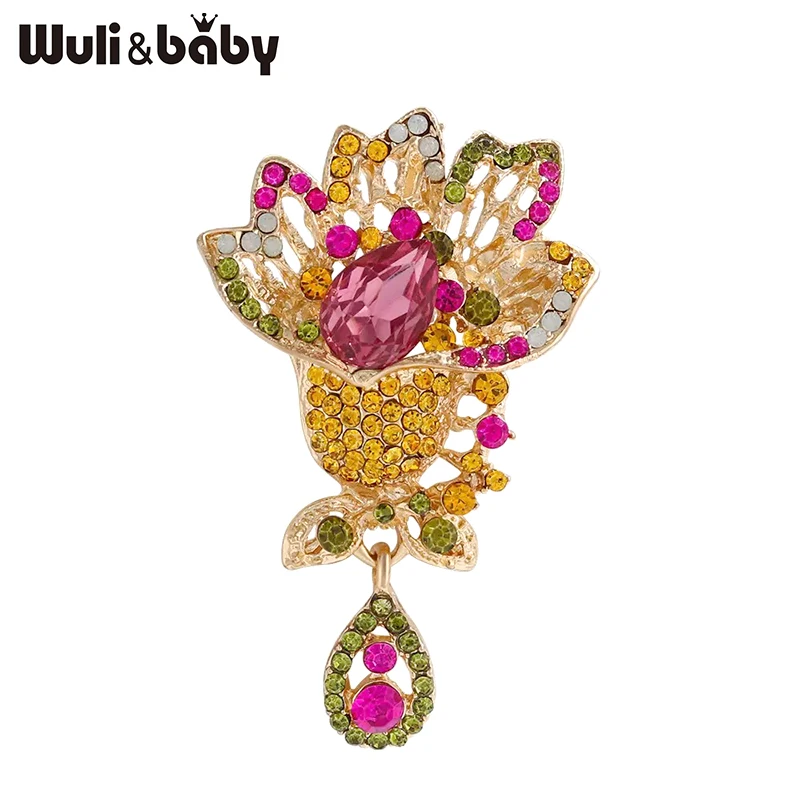 

Wuli&baby Sparkling Rhinestone Flower Brooches For Women Unisex's Clothes Plants Brooch Pins Gifts