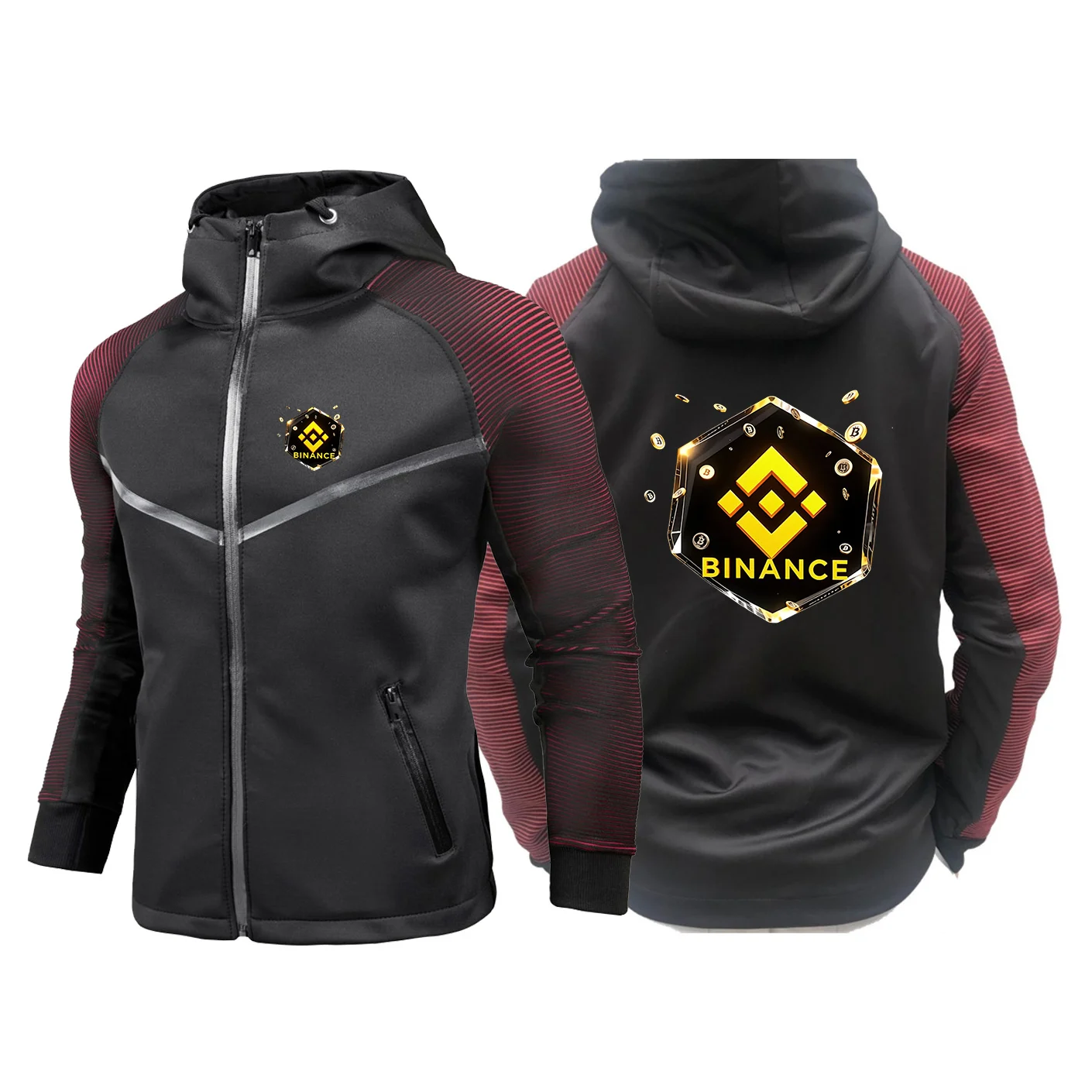 2026 Men's Spring And Autumn Binance Crypto Logo Print Wrinkle-resistant and Wear-resistant High Quality Hooded Jacket Coat