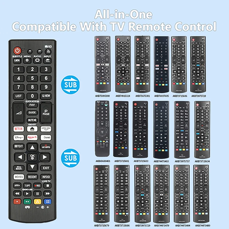 جهاز تحكم عن بعد عالمي للتلفزيون الذكي Ultra HD LED LCD HDTV 3D 4K وحدة تحكم بديلة مع أفلام NETFLIX PrimeVideo #2