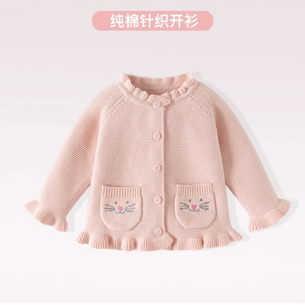 ‌ 2025秋冬ベビーガールズニットカーディガン可愛いコットンセータージャケット新生児幼児0-3歳プリンセススタイルギフト衣装