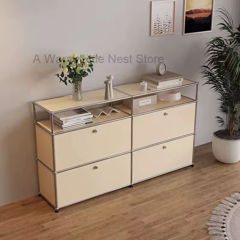 USM Haller Storage Cabinet Sideboard Living Room Stainless Steel Metal Legs Modular Storage Kitchen Chest of Drawers,Cream White - AliExpress 