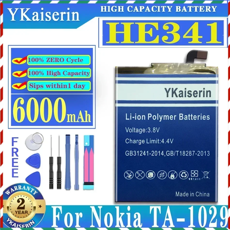 

Аккумулятор ykaisсеребрин 6000 мАч HE341 HE 341 для телефона Nokia TA-1029 + номер отслеживания