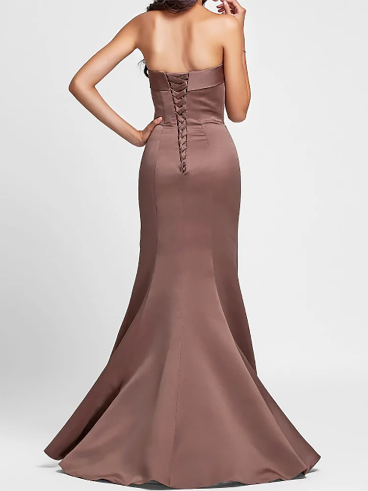 Evening Dresses 2025 Satin Pleated Sleeveless Mermaid Prom Dresses For Gala vestidos de fiesta Womens Dresses Dresses For Gala ﻿